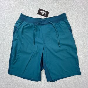Lululemon T.H.E Short 9" Pique Mesh Mens Medium M Bermuda Teal Lined Drawstring